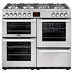 Belling Cookcentre 100DFT Dual Fuel Range Cooker Professional Stainless Steel